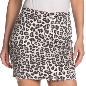Good American Snow Leopard Raw Hem Mini Skirt